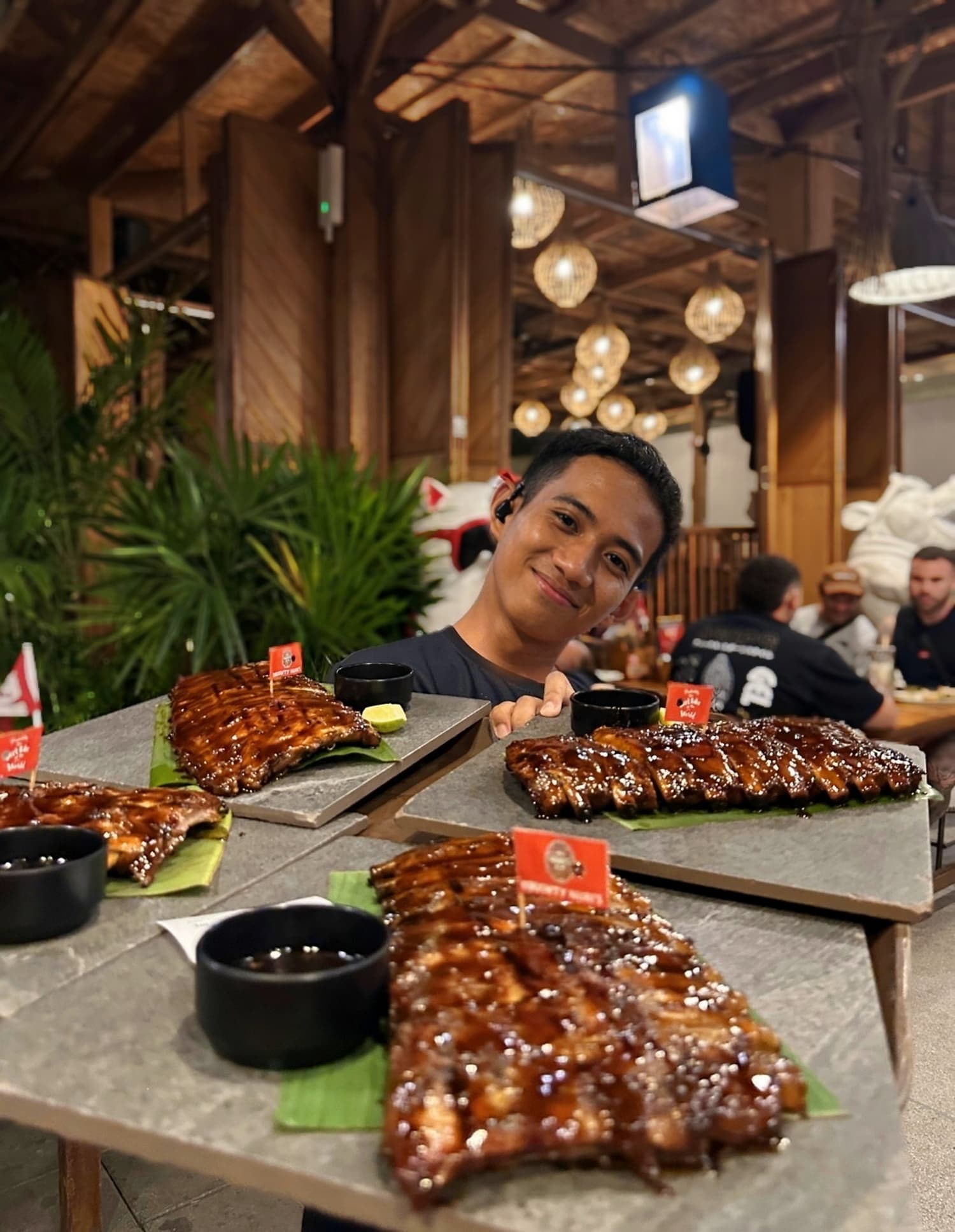 Warm wood-fired restaurant interior